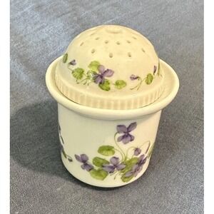 Vintage AK Kaiser West Germany Tea Ball Strainer Infuser W/ Caddy Purple Violets